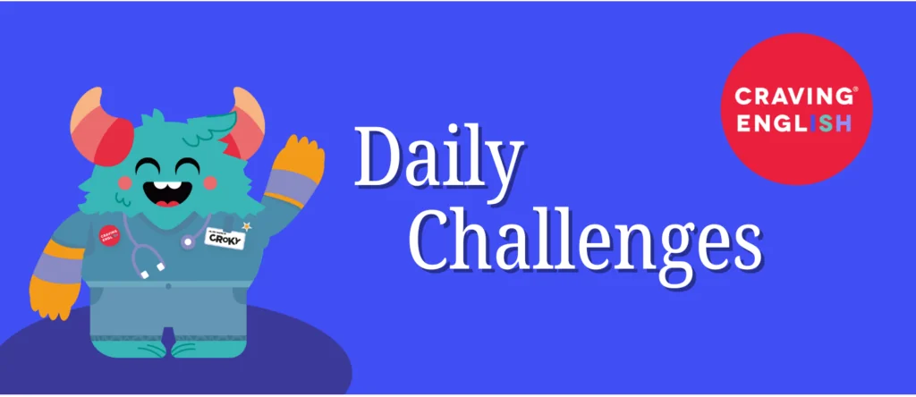 Mascot Croky waving next to the text 'Daily Challenges'